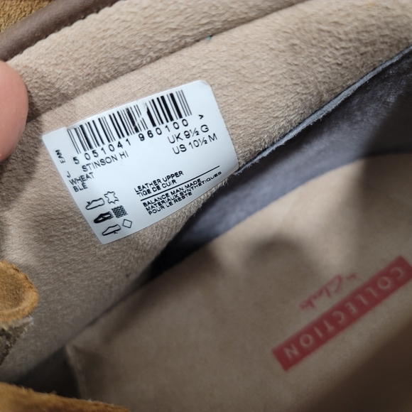 Men's Clarks Stinson Hi Top Wallabee Soft Wheat Tan Suede Boots Sz: 10.5M - Picture 7 of 8